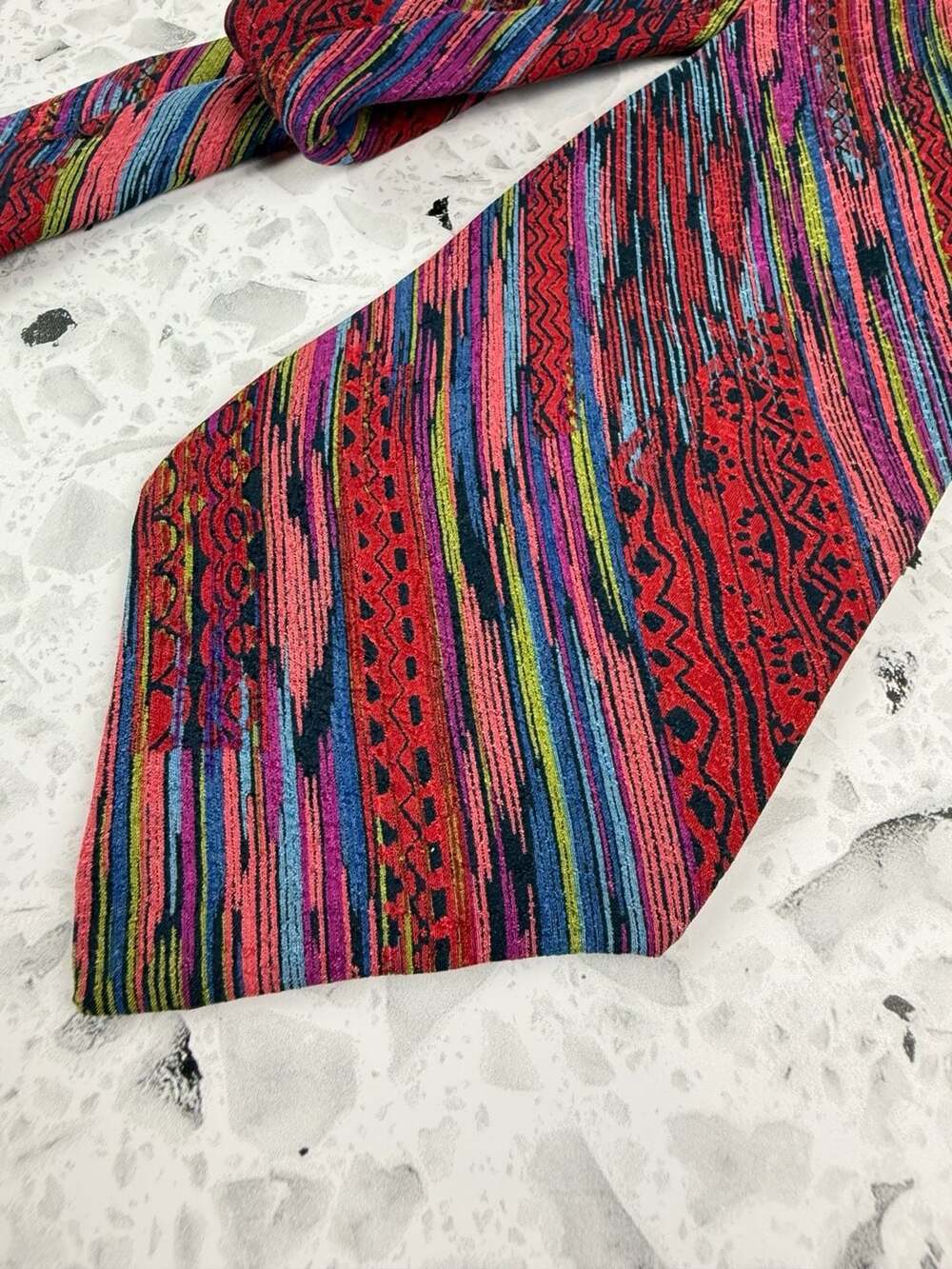 Missoni Cravatte Silk Tie Multicolor Striped Pattern 57” long